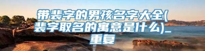 带裴字的男孩名字大全(裴字取名的寓意是什么)_重复