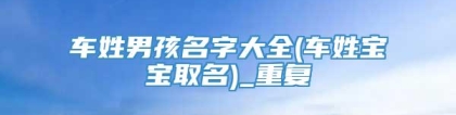 车姓男孩名字大全(车姓宝宝取名)_重复