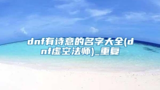 dnf有诗意的名字大全(dnf虚空法师)_重复
