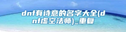 dnf有诗意的名字大全(dnf虚空法师)_重复