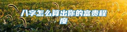八字怎么算出你的富贵程度