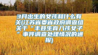 3月出生的女孩和什么有关(江苏省委省政府调查组关于“丰县生育八孩女子”事件调查处理情况的通报)
