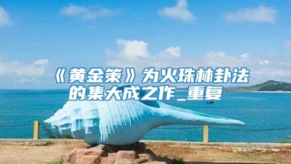 《黄金策》为火珠林卦法的集大成之作_重复