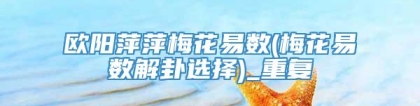欧阳萍萍梅花易数(梅花易数解卦选择)_重复