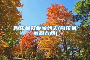 梅花易数卦象列表(梅花易数测寿命)