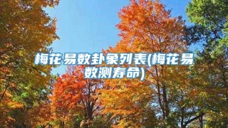 梅花易数卦象列表(梅花易数测寿命)