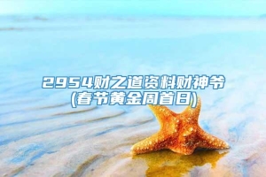 2954财之道资料财神爷(春节黄金周首日)