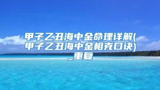 甲子乙丑海中金命理详解(甲子乙丑海中金相克口诀)_重复