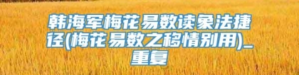 韩海军梅花易数读象法捷径(梅花易数之移情别用)_重复