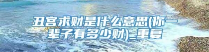 丑宫求财是什么意思(你一辈子有多少财)_重复