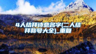 4人结拜诗意名字(二人结拜称号大全)_重复