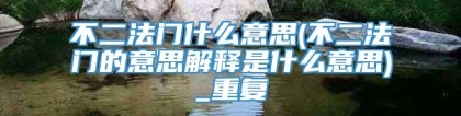 不二法门什么意思(不二法门的意思解释是什么意思)_重复