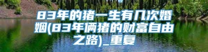 83年的猪一生有几次婚姻(83年俩猪的财富自由之路)_重复