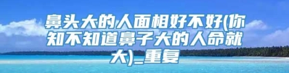 鼻头大的人面相好不好(你知不知道鼻子大的人命就大)_重复
