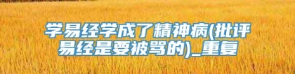 学易经学成了精神病(批评易经是要被骂的)_重复