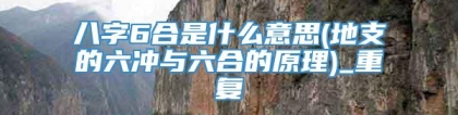 八字6合是什么意思(地支的六冲与六合的原理)_重复