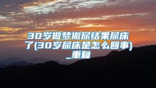 30岁做梦撒尿结果尿床了(30岁尿床是怎么回事)_重复