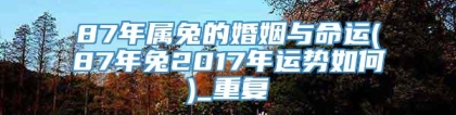 87年属兔的婚姻与命运(87年兔2017年运势如何)_重复