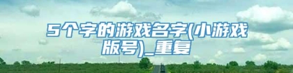 5个字的游戏名字(小游戏版号)_重复