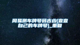 周易测车牌号码吉凶(查查自己的车牌号)_重复