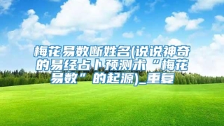 梅花易数断姓名(说说神奇的易经占卜预测术“梅花易数”的起源)_重复