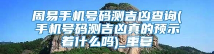 周易手机号码测吉凶查询(手机号码测吉凶真的预示着什么吗)_重复
