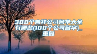 300个吉祥公司名字大全有哪些(100个公司名字)_重复