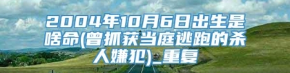 2004年10月6日出生是啥命(曾抓获当庭逃跑的杀人嫌犯)_重复