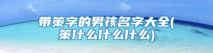 带策字的男孩名字大全(策什么什么什么)