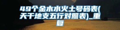 49个金木水火土号码表(天干地支五行对照表)_重复