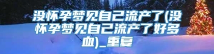 没怀孕梦见自己流产了(没怀孕梦见自己流产了好多血)_重复