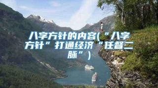 八字方针的内容(“八字方针”打通经济“任督二脉”)