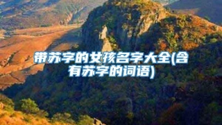 带苏字的女孩名字大全(含有苏字的词语)