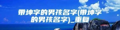 带坤字的男孩名字(带坤字的男孩名字)_重复