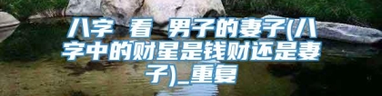 八字 看 男子的妻子(八字中的财星是钱财还是妻子)_重复