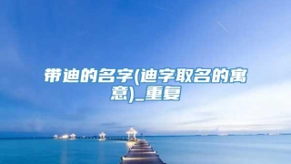 带迪的名字(迪字取名的寓意)_重复