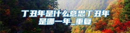 丁丑年是什么意思丁丑年是哪一年_重复