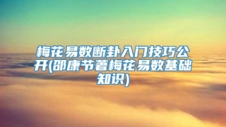 梅花易数断卦入门技巧公开(邵康节著梅花易数基础知识)