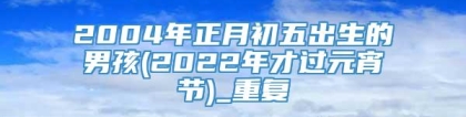 2004年正月初五出生的男孩(2022年才过元宵节)_重复