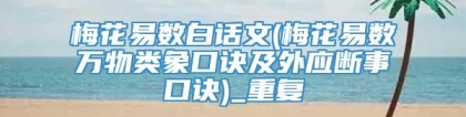 梅花易数白话文(梅花易数万物类象口诀及外应断事口诀)_重复