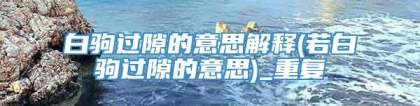 白驹过隙的意思解释(若白驹过隙的意思)_重复