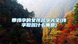 带纬字的女孩名字大全(纬字取名什么寓意)