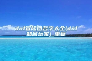 dnf冒险团名字大全(dnf知名玩家)_重复