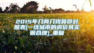 2015年几两几钱算命对照表(一线城市的房价其实很合理)_重复
