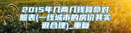 2015年几两几钱算命对照表(一线城市的房价其实很合理)_重复