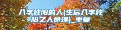 八字纯阳的人(生辰八字纯阳之人命理)_重复