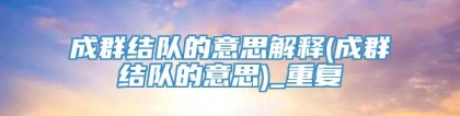 成群结队的意思解释(成群结队的意思)_重复
