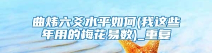 曲炜六爻水平如何(我这些年用的梅花易数)_重复