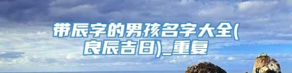 带辰字的男孩名字大全(良辰吉日)_重复