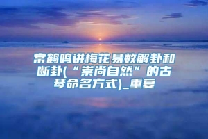 常鹤鸣讲梅花易数解卦和断卦(“崇尚自然”的古琴命名方式)_重复